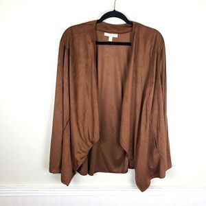 Women Within Brown Soft Faux Suede Long Sleeve Tappered Jacket Size 2x 26/28